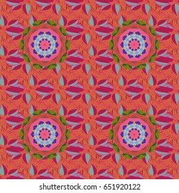 Seamless pattern with flowers on motley background. Vector illustration of flowers.