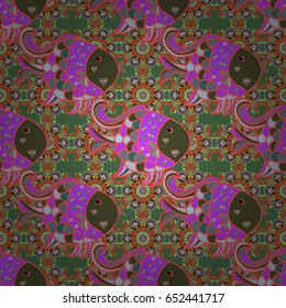 Seamless pattern with flowers on motley background. Vector illustration of flowers.