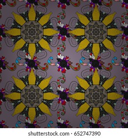 Seamless pattern with flowers on motley background. Vector illustration of blue flowers.