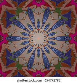 Seamless pattern with flowers on motley background. Vector illustration of flowers.