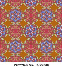 Seamless pattern with flowers on motley background. Vector illustration of flowers.