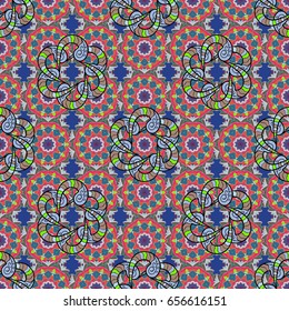 Seamless pattern with flowers on motley background. Vector illustration of flowers.