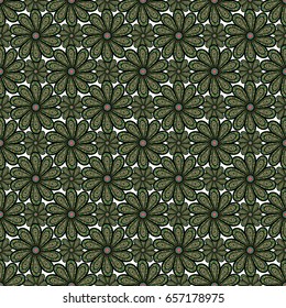 Seamless pattern with flowers on motley background. Vector illustration of pink flowers.