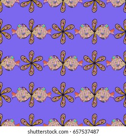 Seamless pattern with flowers on motley background. Vector illustration of flowers.