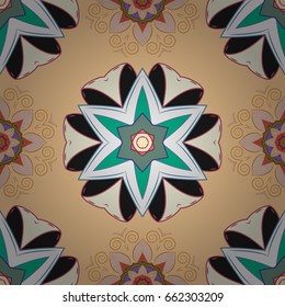 Seamless pattern with flowers on motley background. Vector illustration of colorful flowers.