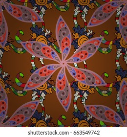 Seamless pattern with flowers on motley background. Vector illustration of flowers.