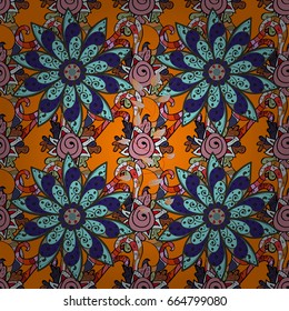 Seamless pattern with flowers on motley background. Vector illustration of flowers.