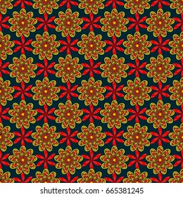 Seamless pattern with flowers on motley background. Vector illustration of flowers.