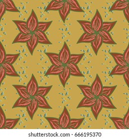Seamless pattern with flowers on motley background. Vector illustration of flowers.