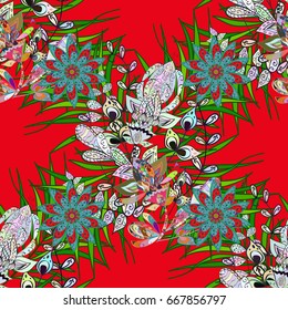 Seamless pattern with flowers on motley background. Vector illustration of flowers.