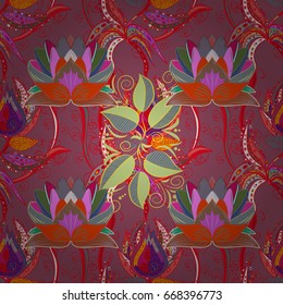 Seamless pattern with flowers on motley background. Vector illustration of flowers.
