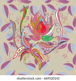 Seamless pattern with flowers on motley background. Vector illustration of flowers.