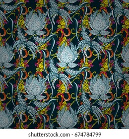 Seamless pattern with flowers on motley background. Vector illustration of flowers.