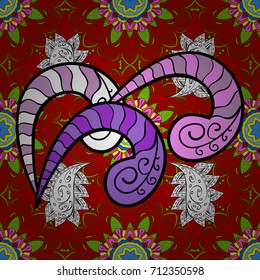 Seamless pattern with flowers on motley background. Vector illustration of green, black and red flowers.