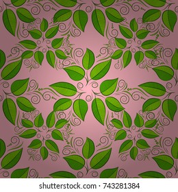Seamless pattern with flowers. Flowers on neutral, green and beige colors. Watercolor illustration. Hand drawn.