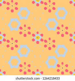 seamless pattern flowers on an orange background. Ornament.