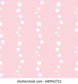 Seamless Pattern of Flowers on Pastel Pink Background