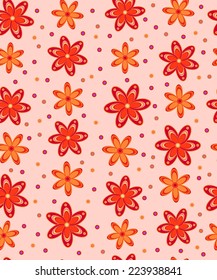Seamless, pattern  of  flowers on a pink  background, vector illustration