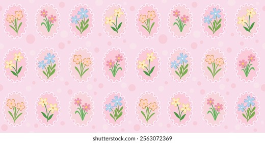 
seamless pattern  flowers on pink backdrop. colorful 