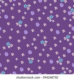 Seamless pattern of flowers on purple background. For textile, design, book and diary covers, wallpapers, print, gift packaging and scrapbook