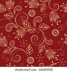 seamless pattern with flowers on a red background