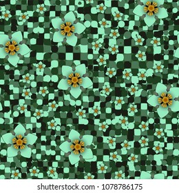 Seamless pattern. Flowers on a spotted background. Camouflage for women.