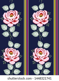 Seamless Pattern With Flowers on Stripe 
