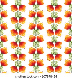 seamless pattern with flowers on white in russian style