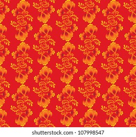 seamless pattern with flowers on white in russian style