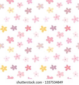 Seamless Pattern with Flowers on White Background