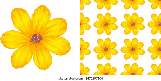 A seamless pattern of flowers on white illustration