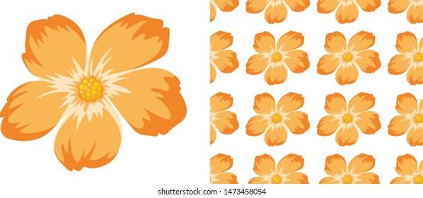 A seamless pattern of flowers on white illustration