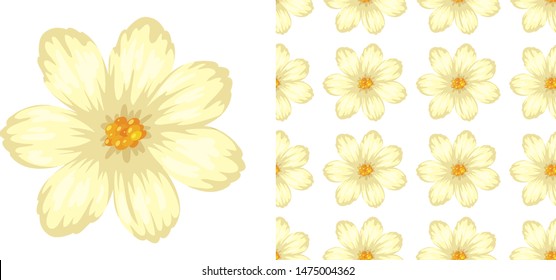 Patrón ininterrumpido de flores en la ilustración blanca