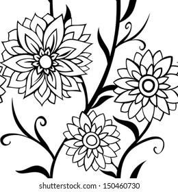 Seamless pattern with flowers on a white background 