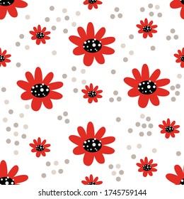 seamless pattern with flowers on white background - vector illustration, eps