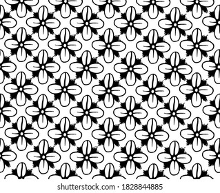Seamless pattern with flowers on white background. Viburnum rings. Hand drawn Vector illustration