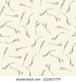 Seamless pattern with flowers on a white background. Watercolor illustration of red tulips.  tulips seamless pattern are great for textiles, digital paper 