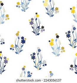 Seamless pattern with flowers on white background