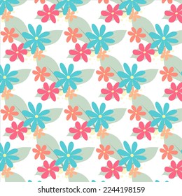 Seamless pattern with flowers on white background. Vector illustration.