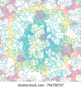 Seamless pattern with  flowers orchid. 
Can be used for printing on paper, stickers, badges, bijouterie, in textiles.