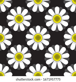 Seamless pattern flowers ornament on black background. Vector image eps 10