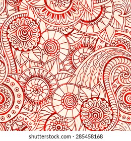 Seamless pattern with flowers. Ornate zentangle texture, endless pattern with abstract flowers. Seamless grunge pattern can be used for wallpaper, pattern fills, web page background, surface textures.