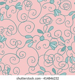 Seamless pattern with flowers. Ornate zentangle texture, endless pattern with abstract flowers. Seamless pattern can be used for wallpaper, pattern fills, web page background, surface textures.