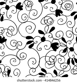Seamless pattern with flowers. Ornate zentangle texture, endless pattern with abstract flowers. Seamless pattern can be used for wallpaper, pattern fills, web page 
