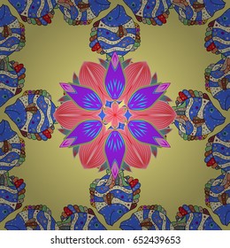 Seamless pattern with flowers. Ornate zentangle texture, endless pattern with abstract flowers. Seamless pattern can be used for wallpaper, web page background, surface textures. Vector ornaments.