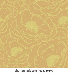 Seamless pattern with flowers in pastel colors. Gentle, spring floral background. 