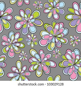 Seamless pattern with flowers in pastel tones