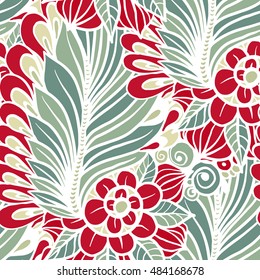 Seamless pattern with Flowers in pastel tones. The drawing for light summer fabrics or wrapping paper. Hand-drawn illustration. Vector.
