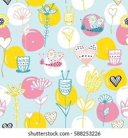 Seamless pattern with flowers perfect for baby and all kids.