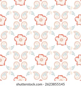 Seamless pattern of  flowers persian style, Artwork drawn from painted software. You can Edit from eps file